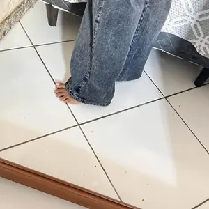 Caimento da calça wide leg jeans